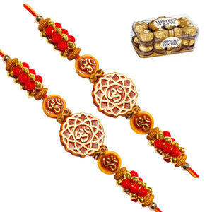 2 Rakhi - OM Rakhi Set With Chocolate Box