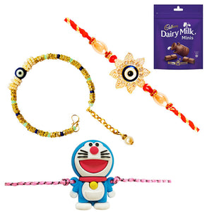 3 Rakhi - Family Rakhi Set With Chocolates