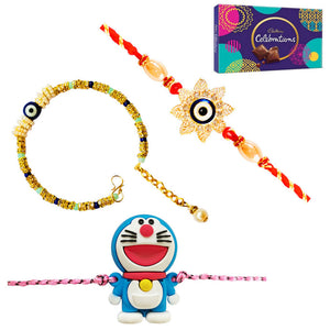 3 Rakhi - Family Rakhi Set With Chocolates