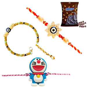 3 Rakhi - Family Rakhi Set With Chocolates