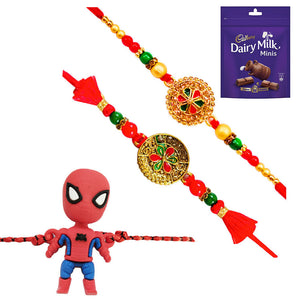 3 Rakhi - Fancy Rakhi And Kids Rakhi With Chocolates