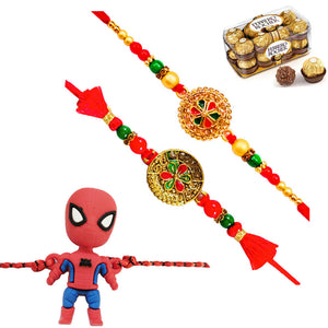 3 Rakhi - Fancy Rakhi And Kids Rakhi With Chocolates