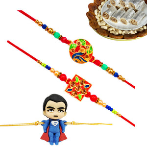 3 Rakhi - Handicraft Rakhi Set And Kids Rakhi With Indian Sweet