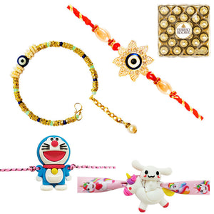 4 Rakhi - Family Rakhi Set With Chocolates