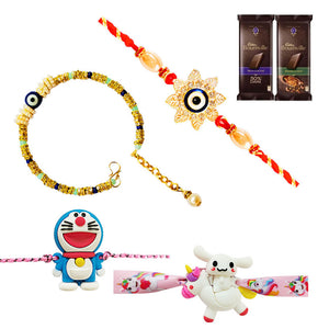 4 Rakhi - Family Rakhi Set With Chocolates