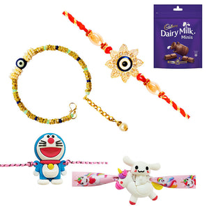 4 Rakhi - Family Rakhi Set With Chocolates