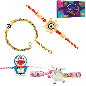 4 Rakhi - Family Rakhi Set With Chocolates