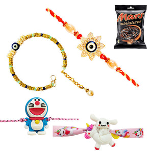 4 Rakhi - Family Rakhi Set With Chocolates