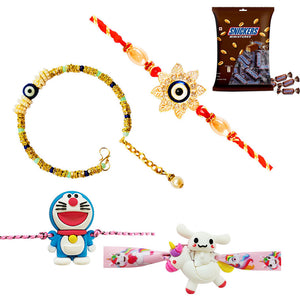 4 Rakhi - Family Rakhi Set With Chocolates