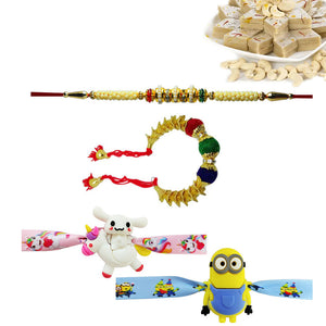 4 Rakhi - Bhaiya Bhabhi Rakhi And Cartoon Rakhi With Indian Sweet