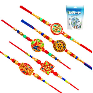 5 Rakhi - Fancy Rakhi Set With Indian Chocolates