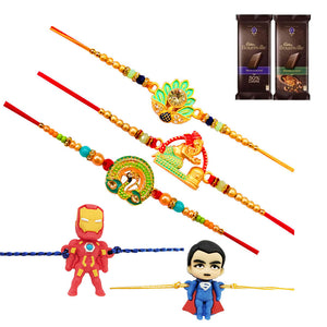 5 Rakhi - Beautiful Rakhi Set With Chocolates