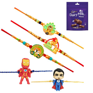 5 Rakhi - Beautiful Rakhi Set With Chocolates