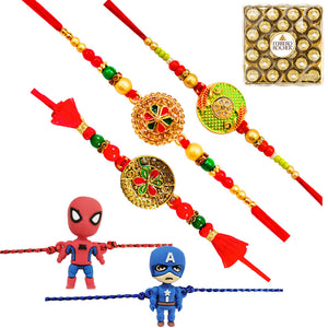 5 Rakhi - Fancy Rakhis And Kids Rakhi Set With Chocolates