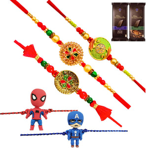 5 Rakhi - Fancy Rakhis And Kids Rakhi Set With Chocolates