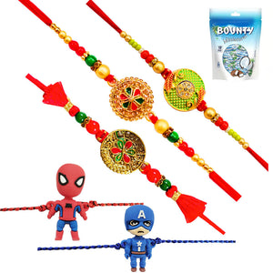 5 Rakhi - Fancy Rakhis And Kids Rakhi Set With Chocolates