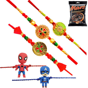 5 Rakhi - Fancy Rakhis And Kids Rakhi Set With Chocolates