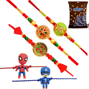 5 Rakhi - Fancy Rakhis And Kids Rakhi Set With Chocolates