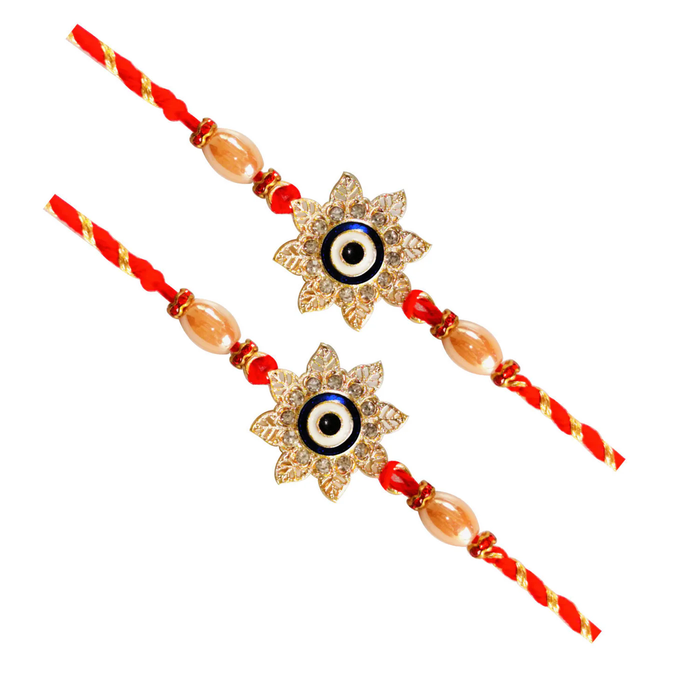 2 Rakhi - Blue Evil Eye Rakhi Set