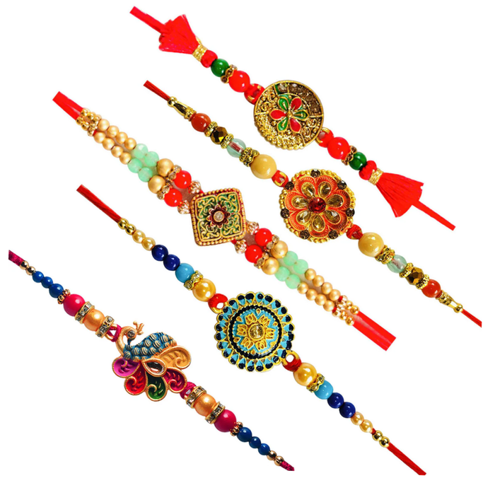 5 Rakhi - Colourful Rakhi Set