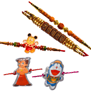 5 Rakhi - 2 Fancy Rakhi and 3 Kids Rakhi