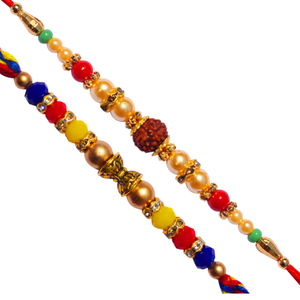 2 Rakhi - Rudraksh Rakhi Set