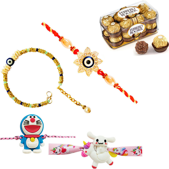 4 Rakhi - Family Rakhi Set With Chocolates