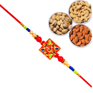 1 Rakhi - Handicraft Rakhi With Dryfruit Combo