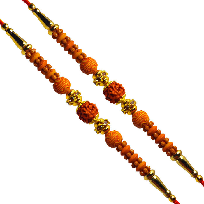 2 Rakhi - Rudraksh Rakhi Set