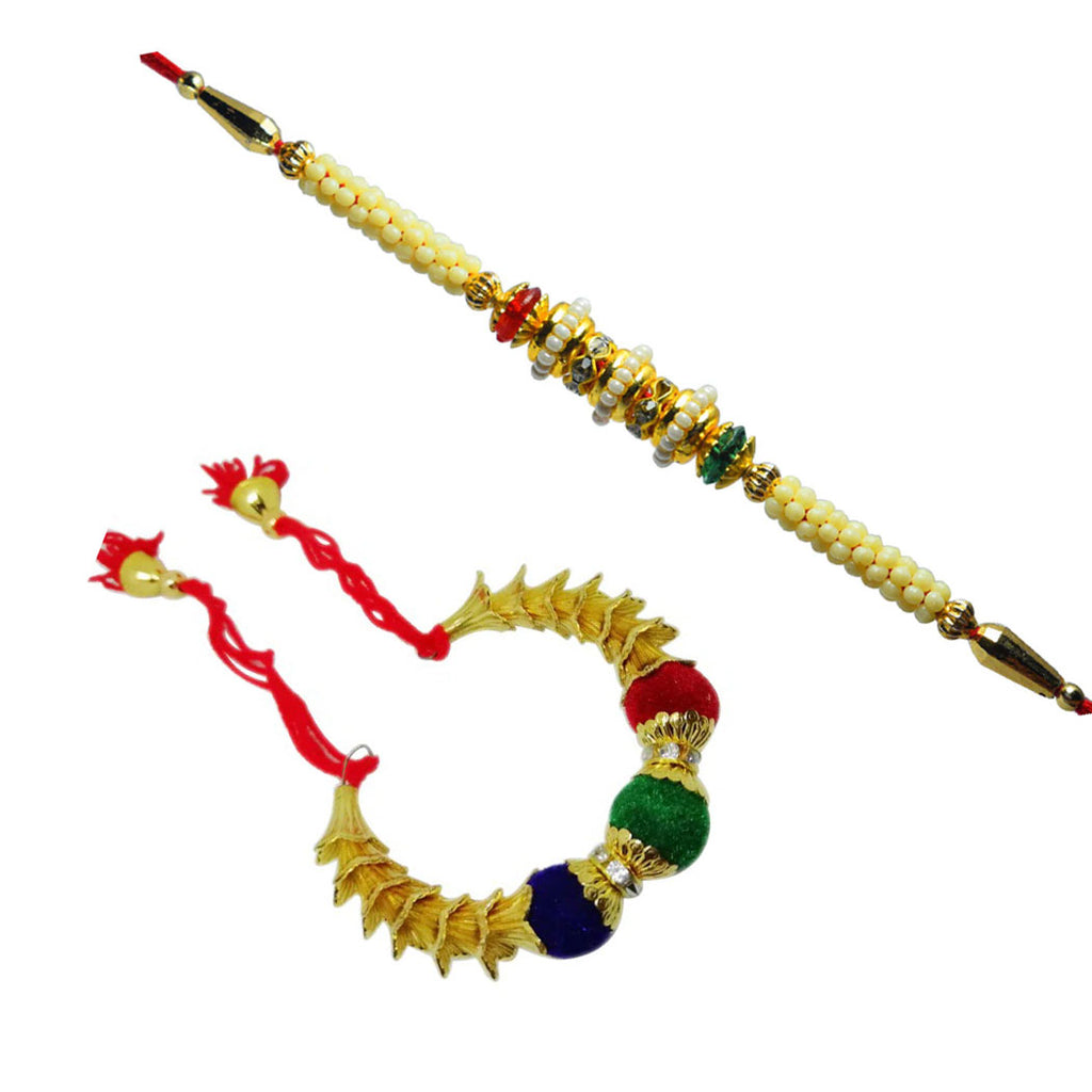 2 Rakhi - Fancy Bhaiya Bhabhi Rakhi Set