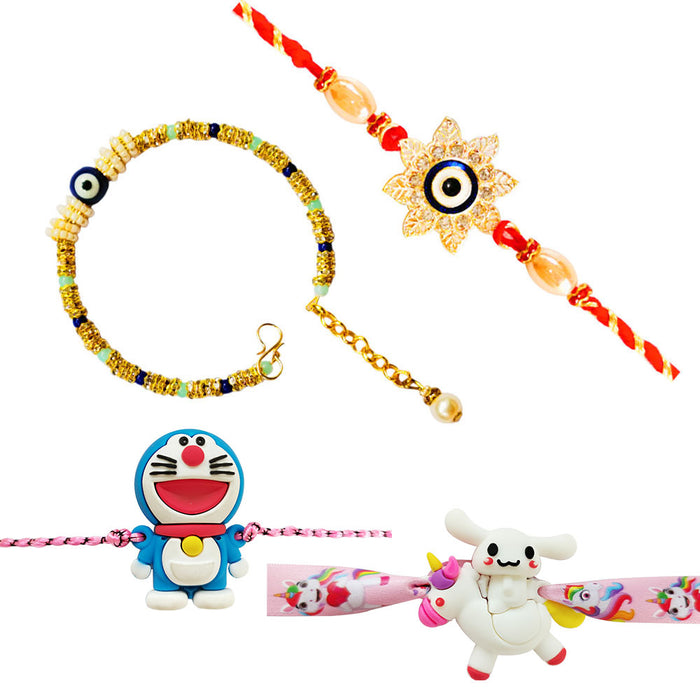 4 Rakhi - Designer Family Rakhi Set With Kids Rakhi