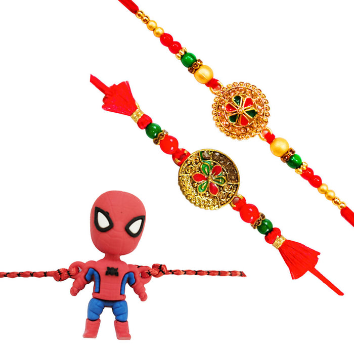 3 Rakhi - Beautiful Rakhi Set With Kids Rakhi