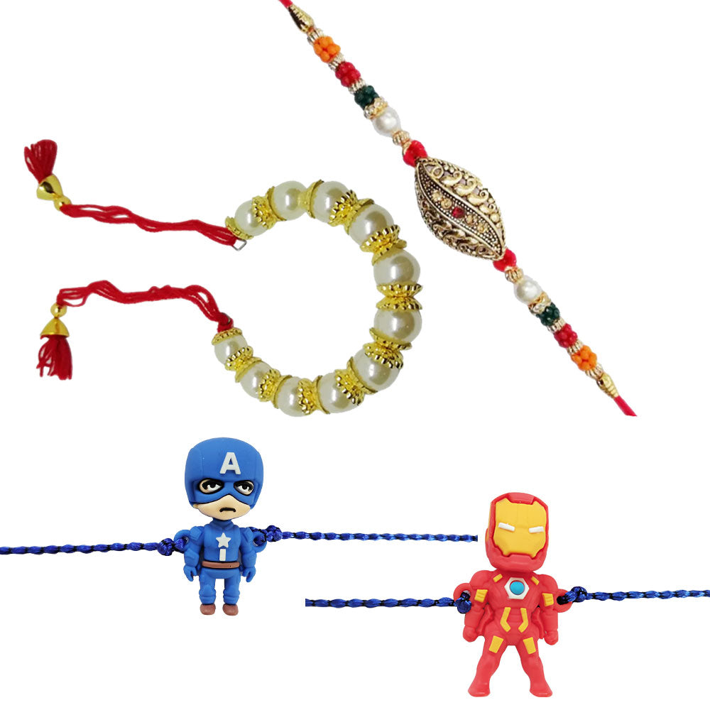 4 Rakhi - Fancy Family Rakhi Set