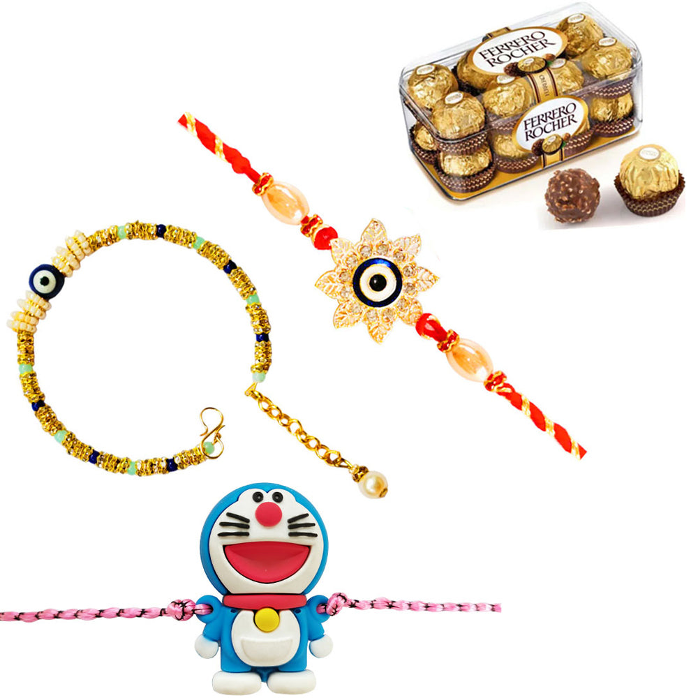 3 Rakhi - Family Rakhi Set With Chocolates