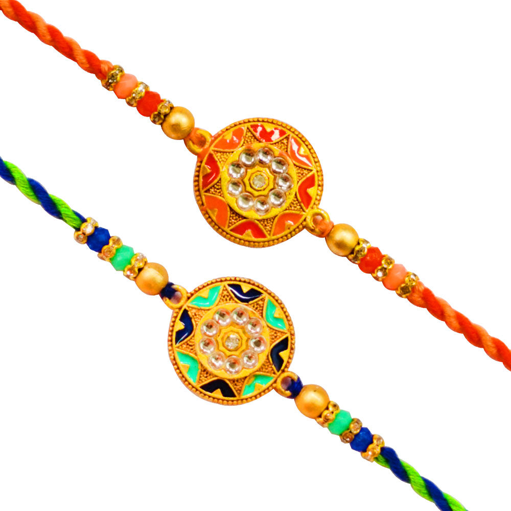 2 Rakhi - Colorful Rakhi Set