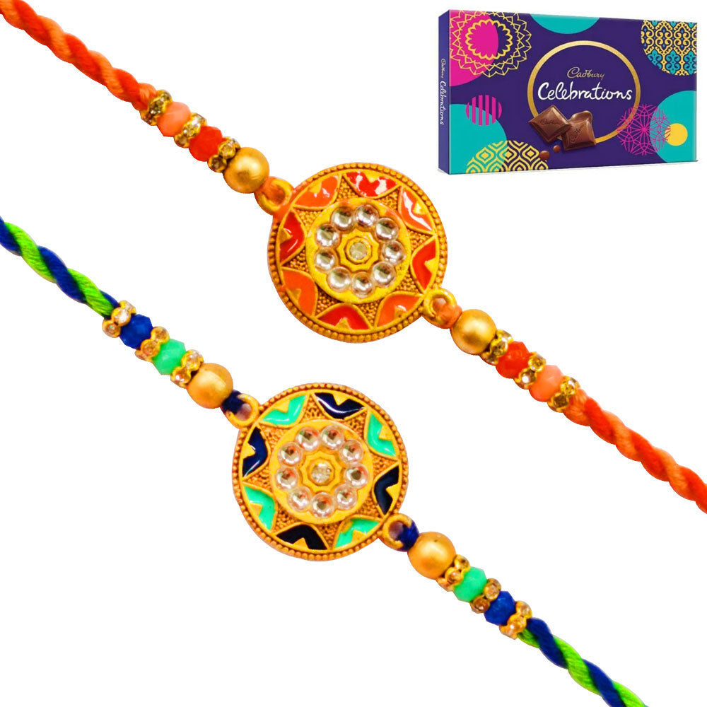 2 Rakhi - Fancy Rakhi Set With Chocolates