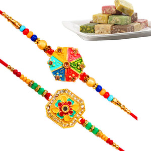 2 Rakhi - Handicraft Rakhi With Indian Sweets