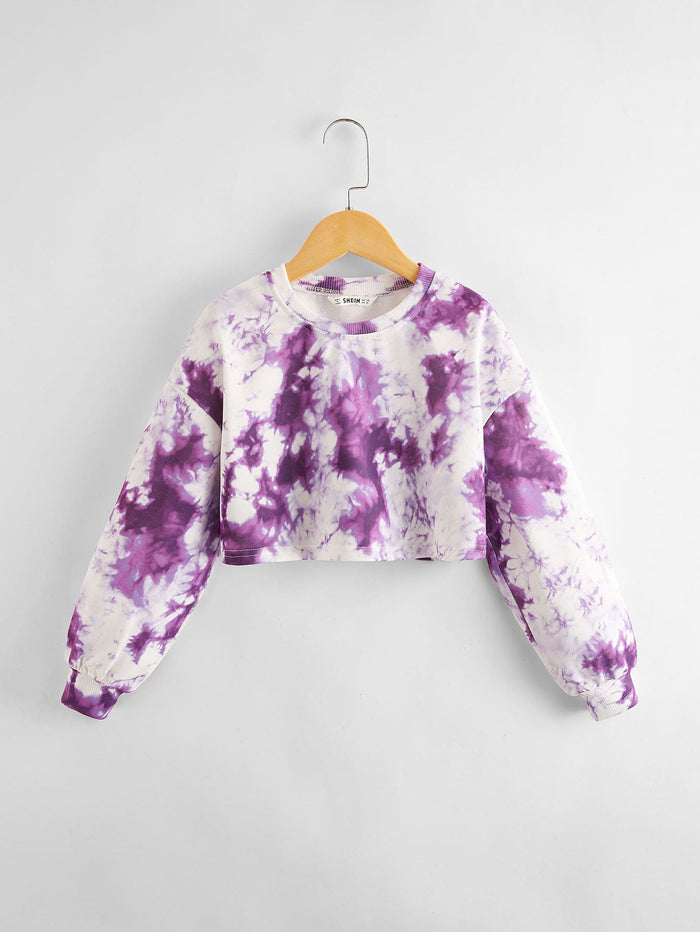 Girls Tie-Dye Wash Boxy Pullover Multicolor