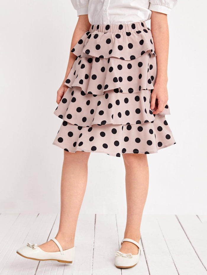 Girls Polka Dot Layered Skirt