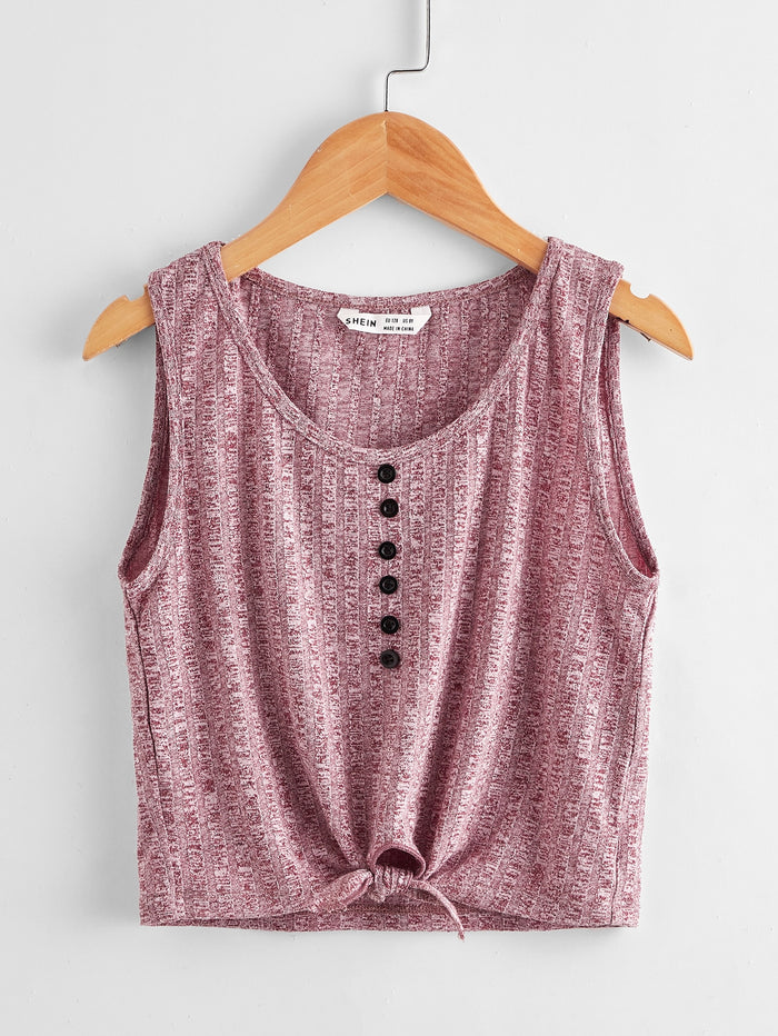 Girls Knot Marble Knit Tank Top