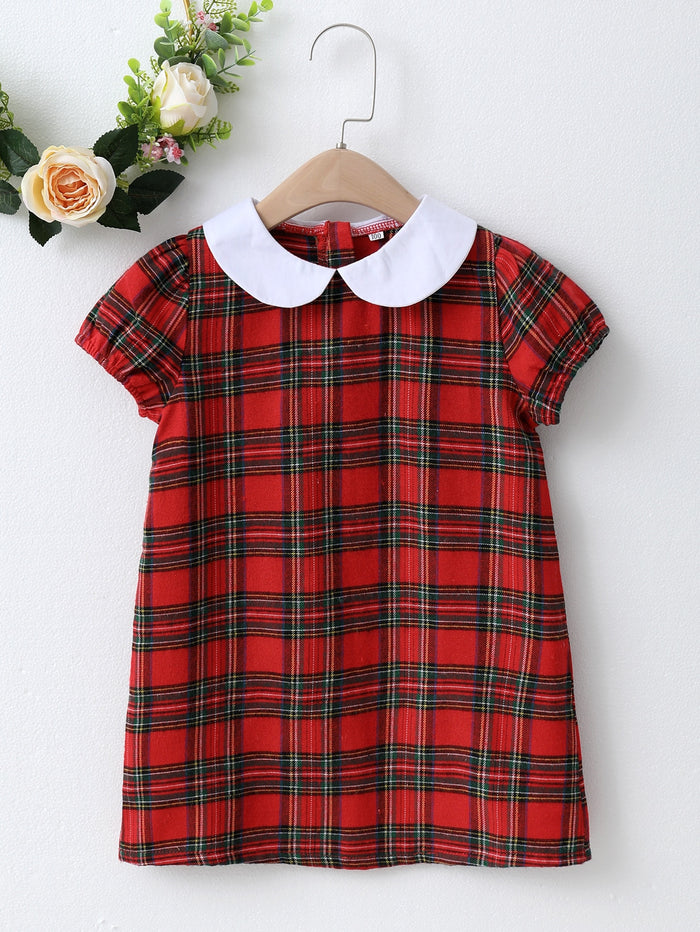 Toddler Girls Tartan Peter Pan Collar Tunic Dress