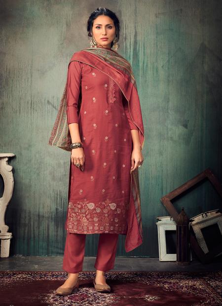 Dark Pink Pure Muslin Festival Wear Sequins Work Straight Suit