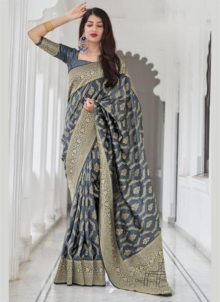 Grey Silk Reception Wear Weaving Saree