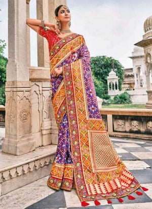 Purple Pure Silk Reception Wear Weaving Saree