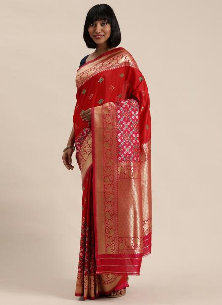 Red Silk Festival Wear Weaving Saree