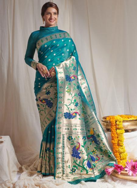 Sky blue  Pure Silk Party Wear Weaving Saree