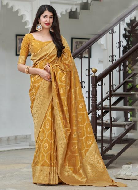 Yellow Silk Reception Wear Weaving Saree